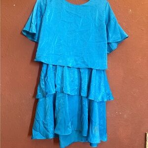 Zara Blue Layered Tiered Dress
